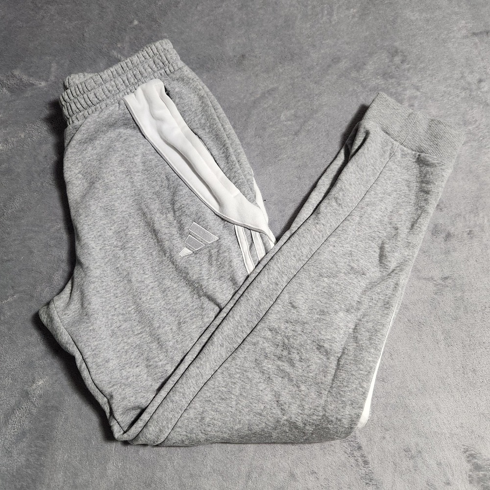 Mens Tiro Sweatpants pants 3 Stripe Adidas Gray White Zip Pockets Grey S Small